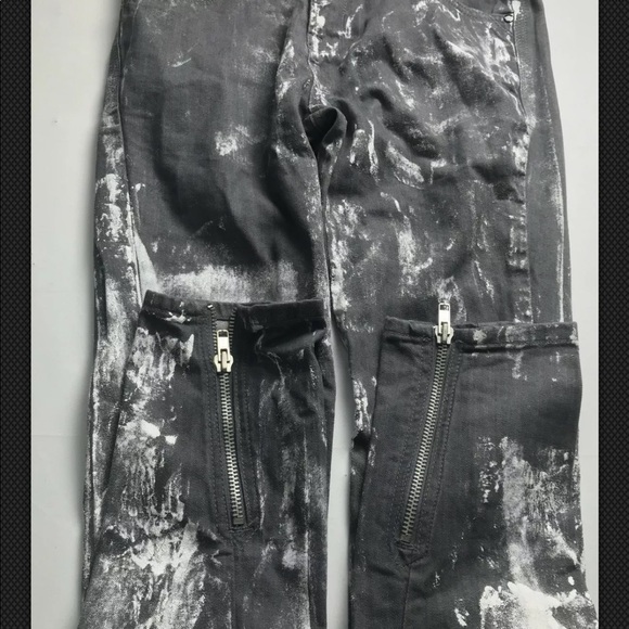 asos Black Jeans Gray Slim Ankle Zip Painted - Picture 4 of 8